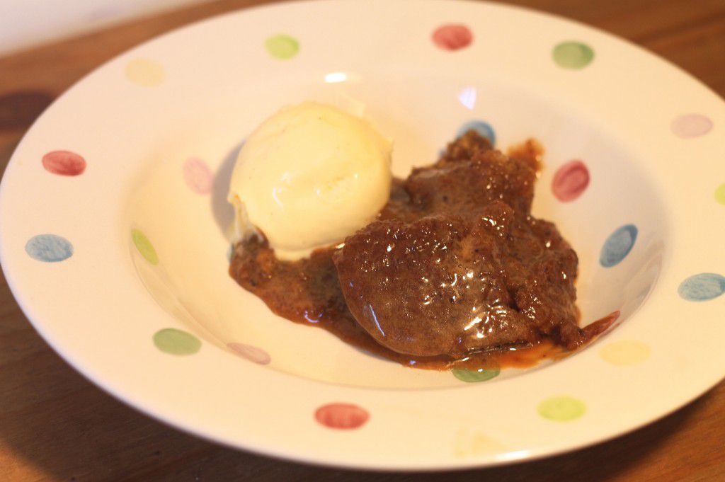 Thomas the Baker sticky toffee pudding with ice cream