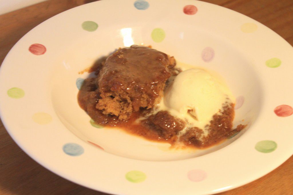sticky toffee pudding with ice cream