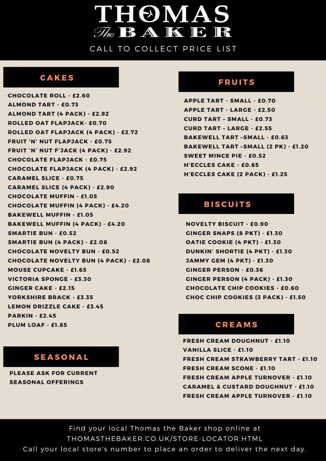 Thomas the Baker » Call to Collect at Thomas the Baker Shops